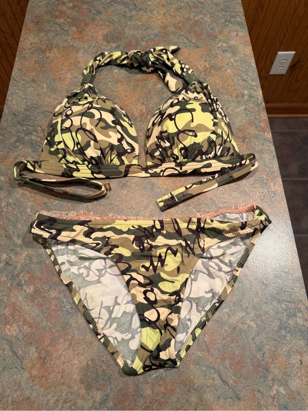 VENUS Green Camo Halter Bikini Set